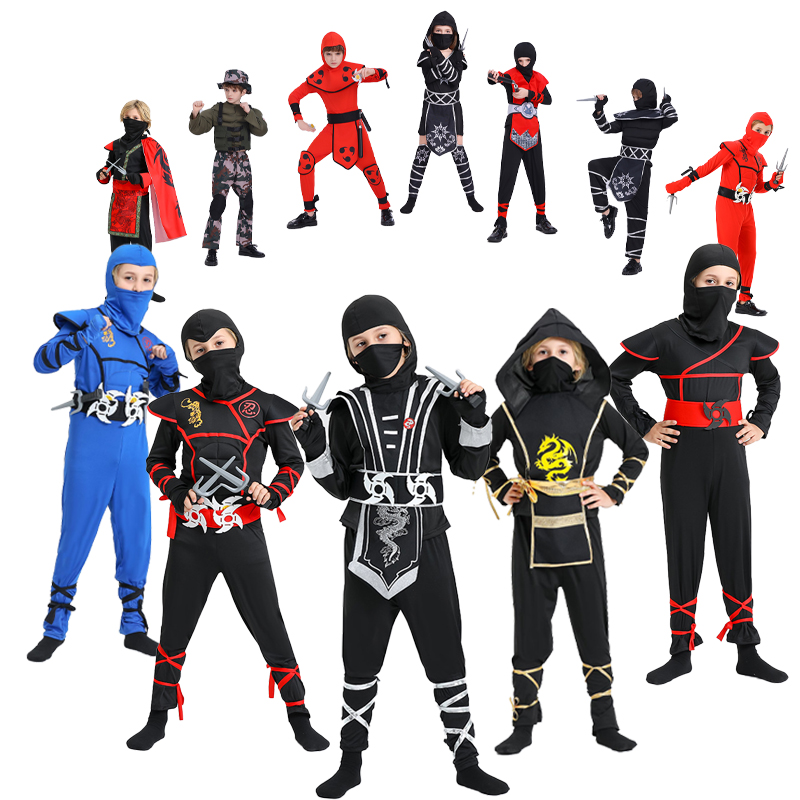 Anime Cosplay Outfit Ideas - زي نينجا للأولاد مع إكسسوارات، بدلة