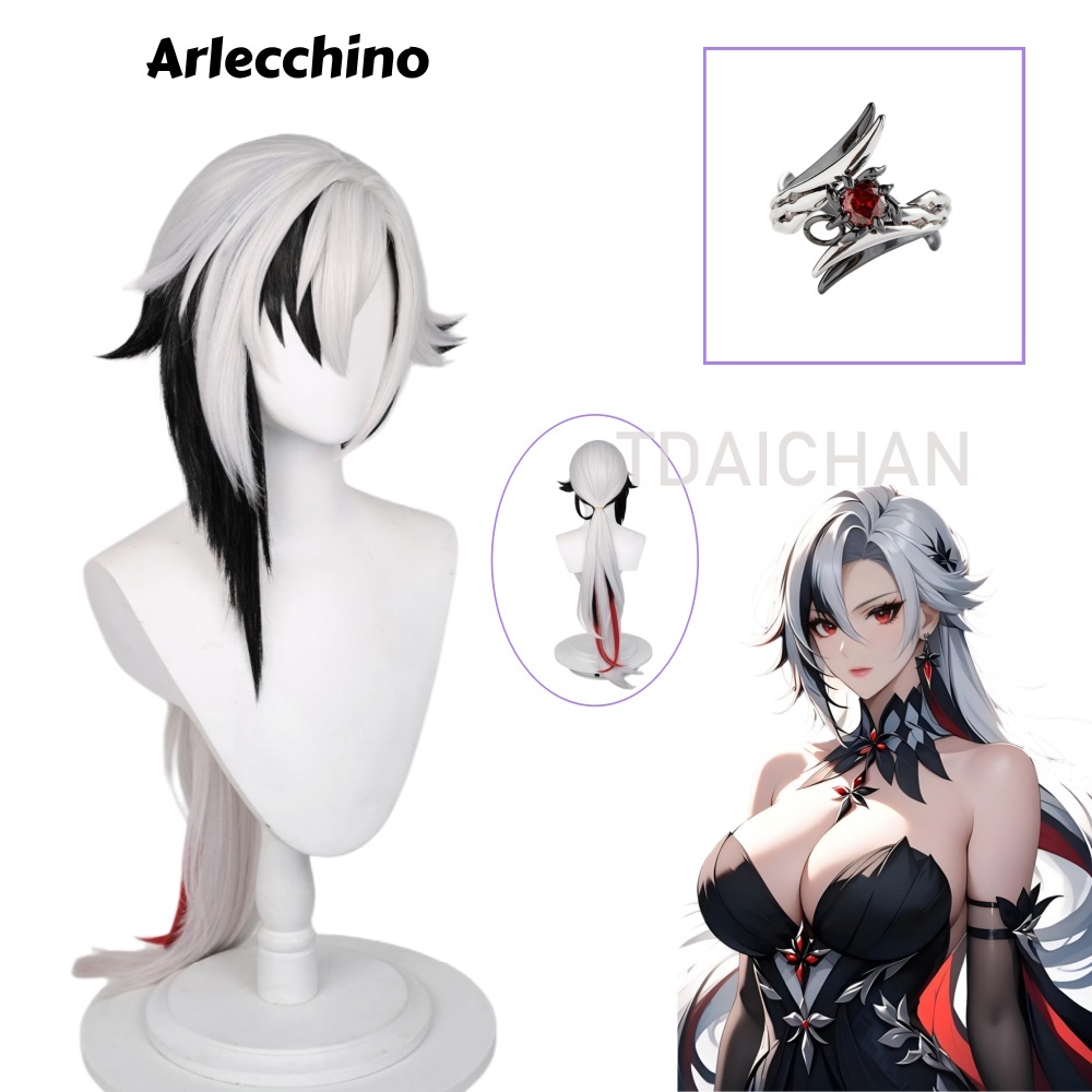Cosplay Anime Black - شعر مستعار تنكري طويل من جينشين