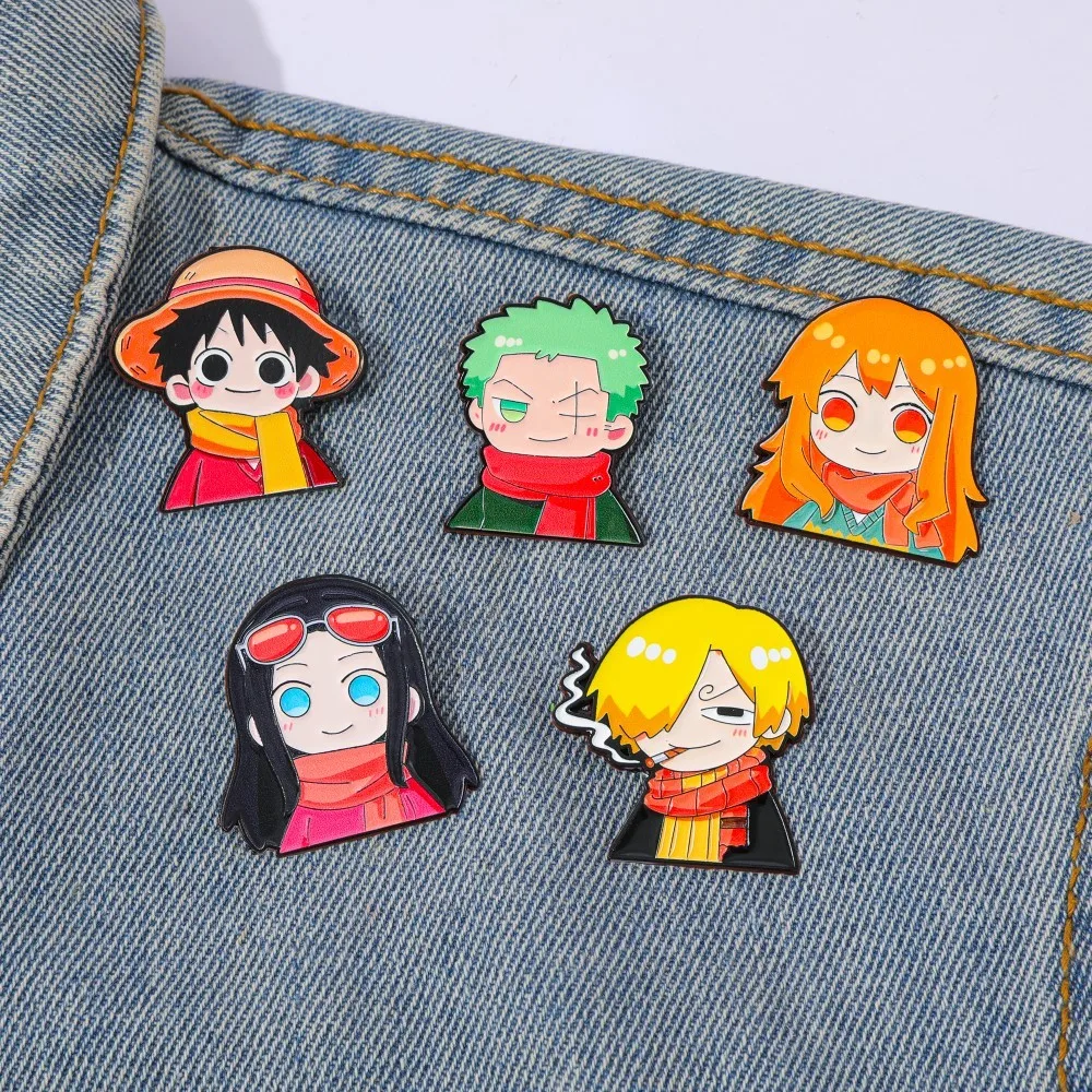 Anime Cosplay One Piece - 5 قطع دبابيس معدنية مطلية بالمينا