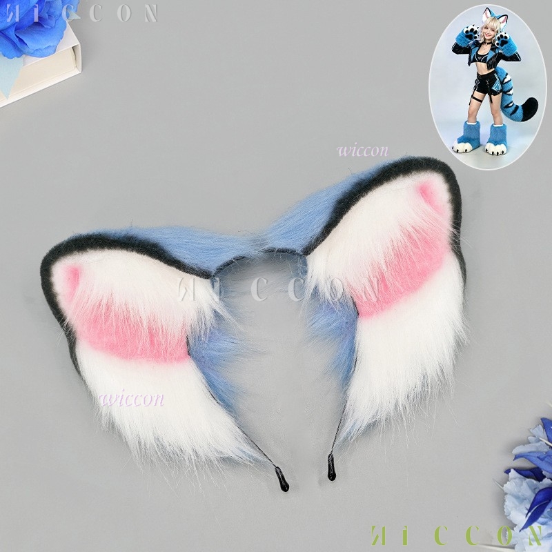 طقم أذن وذيل النمر الأزرق من د - مراجعة Anime Cosplay Girl Costume وسعره